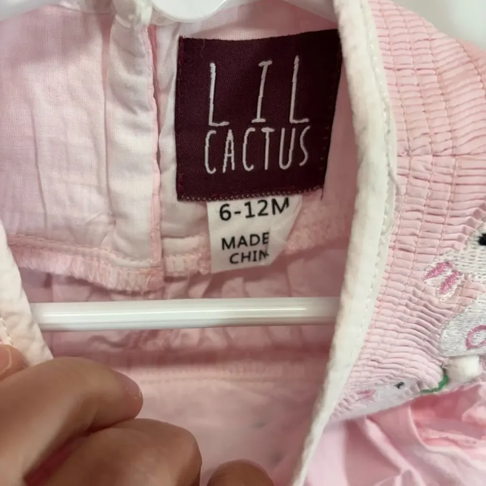 Lil Cactus smocked bunny Easter bubble romper light pink size 6-12 Months